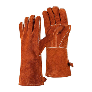 Guantes de soldadura de cuero, gruesos, Premium, cuero de vaca dividido, resistentes al calor y al fuego para soldar, guantes de soldadura de trabajo de cuero - Product Image 1