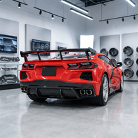Kit combiné de diffuseur arrière et de spoiler en fibre de carbone véritable pour Chevrolet Corvette Z06 C8, style aérodynamique extérieur