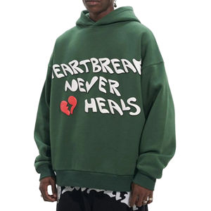 Sudadera con capucha con estampado de abullonado verde oscuro para hombre, ropa de calle de moda de alta calidad, sudaderas con capucha con estampado de burbujas personalizado de Hip Hop - Product Image 1