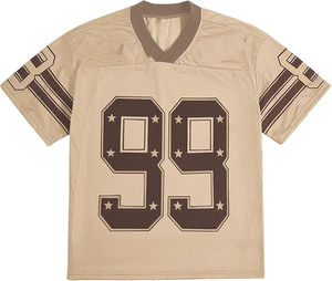 Maillot de football en maille avec logo personnalisé Maillot de sport tendance pour homme Maillot de football en maille coupe courte surdimensionnée pour homme - Product Image 1