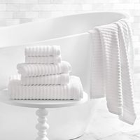 Serviette de bain rectangulaire de luxe en coton 100% tissé style Dobby, blanche, durable, pour usage hôtelier, vente en gros personnalisée Texbride