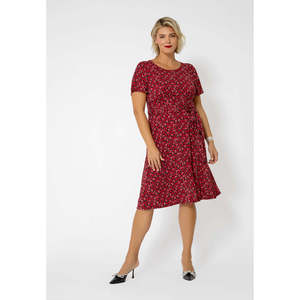 Abito Midi Leota da Donna in Jersey Viola con Stampa Floreale Brittany, Modello Svasato e Vestibilità Aderente - Vita Naturale - Product Image 1