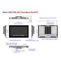 Panneau PC HMI avec télécommande IR, écran tactile FHD 21,5 pouces 1920x1080, stockage SSD+HDD, processeur Intel, aluminium, garantie 1 an, noir/argent