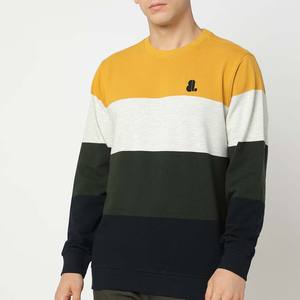 Summer Men's Color Block Crew Neck Oversized Pullover <b>Sweatshirt</b>-100% Cotton Knitted Breathable Casual <b>Vintage</b> Style - Product Image 4