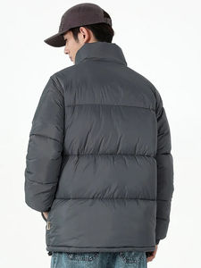 Custom Winter Canvas Puffer <b>Jacket</b> for Men Stand Collar Front Logo Breathable <b>Heated</b> Casual Outwear High Quality - Product Image 3