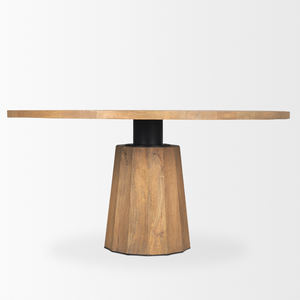 Mesa de Comedor de Madera de Mango Maciza de Tamaño Compacto, Nueva, con Base de Pedestal, para Cafetería, Bar, Cocina, Restaurante, con Acabado Natural y Negro - Product Image 3