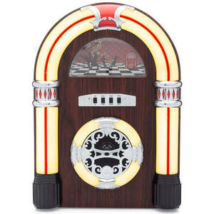 Jukebox <b>Bluetooth</b> Speaker <b>with</b> Lights & <b>Aux</b>-in Retro Style Handmade Wooden Exterior - Product Image 2