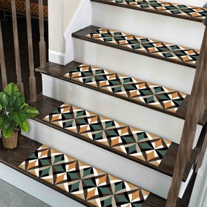 Tapis vert, tapis orange, tapis aztèque, tapis moderne, tapis imprimé, tapis d'escalier - Product Image 2