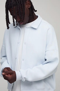 Veste de style universitaire toutes couleurs 2025 Bleu surdimensionnée pour homme à fermeture éclair avec capuche Hiver Blanc 100% coton respirant Imprimé Teint uni - Product Image 3