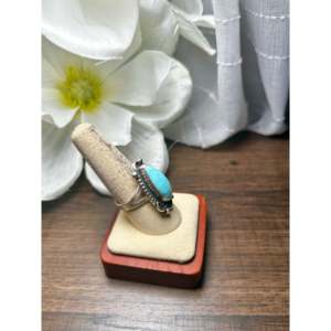 Kobe Martinez White Water Turquoise Sterling Silver <b>Adjustable</b> <b>Ring</b> Fashionable Stainless Steel Jewelry Cut Diamond Shape Bezel - Product Image 2