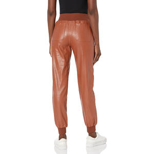 Pantalones de cuero personalizados para mujer de la mejor calidad, ropa de moda deportiva frontal plana de cintura media para invierno a precio normal al por mayor - Product Image 4