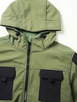 Veste de safari d'hiver pour homme, épaisse, 100% polyester, à capuche, coupe-vent, imperméable, respirante, écologique, séchage rapide, fermeture éclair