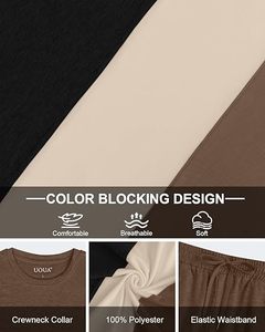 Ensemble de survêtement 2 pièces pour homme, tenue de détente et pantalon de jogging décontracté, blocs de couleur - Product Image 6