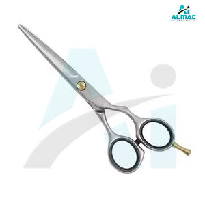 Almac Ciseaux de coiffeur haut de gamme de 5.5 pouces Outil de coupe de cheveux extra tranchant Étui en cuir écologique Poignée en caoutchouc Logo personnalisé OEM - Product Image 1