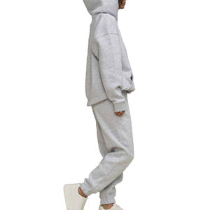 Conjuntos de Jogger informales de 2 piezas para mujer de calidad superior, chándal de lana de algodón 100% personalizado, chándal transpirable estampado para invierno - Product Image 6