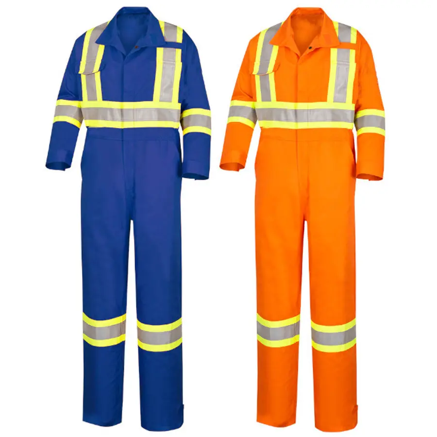 Vêtements de travail réfléchissants à manches longues Combinaisons de travail globales de sécurité Vêtements de travail mécaniques Vêtements de travail à haute visibilité Combinaison de sécurité réfléchissante