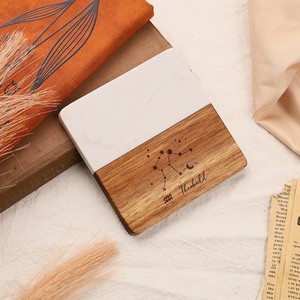 Modern Design Durable Polished Marble Wood <b>Coaster</b> Set with Customized Shape Stylish <b>Drink</b> <b>Coasters</b> for Coffee Table Home Decor - Product Image 5
