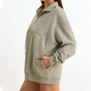 Sudadera de gran tamaño con cremallera 1/4 para mujer, sudadera personalizable con cuello de tortuga, sudadera de solapa de tela transpirable de lana suave - Product Image 5
