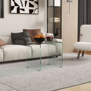 HOMCOM-Table basse moderne en verre trempé pour le salon avec design monobloc, 50x40x45 cm, transparent - Product Image 2