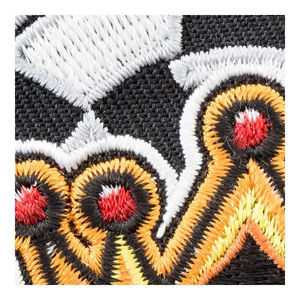 Patchs brodés ronds à coudre avec bordure en merrow, jaune, noir et rouge, pour chapeau, tissu sergé, patchs brodés à repasser - Product Image 4