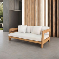 Sofa Taman Arjuna Jati Daybed, Kayu Jati Alami yang Tahan Lama, Ramah Lingkungan untuk Penggunaan Dalam dan Luar Ruangan, Hotel, Desain Minimalis