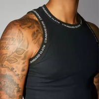 Haut de compression de base sans manches à double couche pour hommes Chemise d'entraînement en coton respirant avec col rond et couche de base