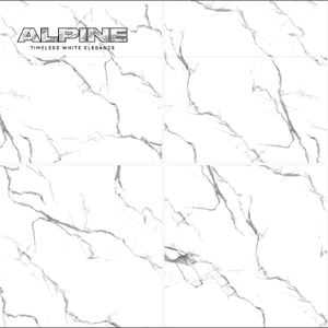 Novac Céramique BENITA BLANC Carreaux de sol muraux en marbre 600x600mm Surface brillante avec élégance ALPINE pour applications intérieures - Product Image 2