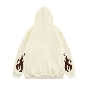 Ropa de calle para hombre, Sudadera con capucha, Estilo negro americano pesado, cremallera, material transpirable de poliéster/algodón, estampado, patrón sólido - Product Image 3