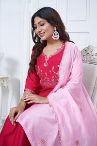 Tissu en soie coton viscose avec lustre en soie brodé Collection de costumes Dupatta pour adultes - Product Image 2