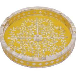 Bandejas de servir de madreperla personalizadas, utensilios de cocina con incrustaciones de hueso de madera para hoteles, restaurantes, venta de exportación para ocasiones de Diwali - Product Image 3