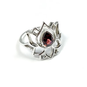 แหวนดอกบัว925แหวนพลอยสีเงินสเตอริงซ้อนกันได้ประดับดอกไม้หรูหราเป็นของขวัญสำหรับสไตล์โบโฮของเธอ - Product Image 1