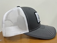 Gorras de camionero de temporada de caza, parche tejido personalizado, sombreros de camionero, gorras de camionero de 6 paneles ajustables con pico curvo de malla blanca/carbón
