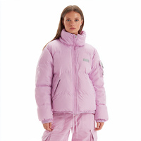 Blouson d'hiver court en tricot matelassé pour femme, col montant, design effet bulle brillant, coupe-vent, respirant, couleur personnalisable, haute qualité