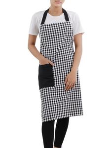 Tablier bavoir teint en fil 100% coton bavoir de taille gris pour cuisine Salon de coiffure jardin BBQ PE LDPE PU PVC Denim tissu pour le nettoyage - Product Image 2