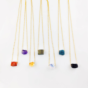 ดิบ Rainbow มูนสโตนสร้อยคอ 10-12 มม.ดิบคริสตัลทอง Vermeil 925 เงินสเตอร์ลิง 18 + 2 นิ้วสายสร้อยคอสร้อยคอ - Product Image 4