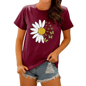 Camisetas de Verano Casuales de Alta Calidad para Mujer, Cuello en V con Botones, Manga Corta, Corte Regular, Transpirables, de Secado Rápido, Algodón/Bambú - Product Image 1