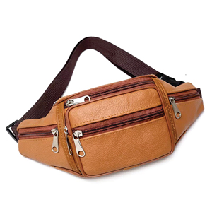 Sac de messager en cuir véritable pour hommes Sac banane en cuir Sport Voyage Randonnée Sac à bandoulière Aim Sports - Product Image 3
