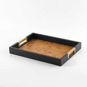 Plateau de service en bois noir pour collations à thé et café Plateau élégant fait main pour table à manger de cuisine et usage décoratif à la maison - Product Image 1