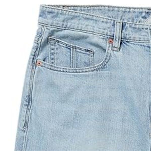 กางเกงยีนส์ขาสั้นทรงหลวมสีฟ้าทำจากผ้าฝ้าย100% สไตล์ลำลองทรงตรงเอวสูงถักฤดูร้อน - Product Image 3