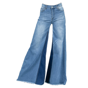 Pantalon évasé en denim lavé surdimensionné pour femmes taille haute Slim bleu jean respirant Vintage pantalons longs pour printemps été décontracté - Product Image 3