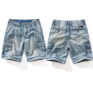 Short en jean délavé à l'acide vintage pour hommes personnalisé OEM ODM taille haute Baggy été Streetwear décontracté coton jean écologique solide - Product Image 6
