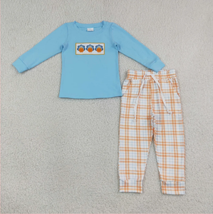 Ensemble T-shirt à manches longues en coton imprimé dinde de Thanksgiving et short à carreaux pour garçons de 2 à 4 ans, style chinois, tenue décontractée Longlv - Product Image 2