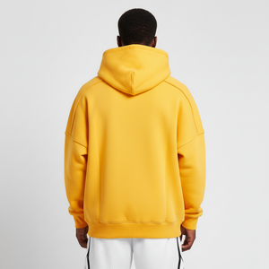 Sweat-shirts à capuche en gros à prix abordable, couleur unie, poids lourd, épaules tombantes, sans cordons, streetwear, surdimensionnés, pour hommes - Product Image 2