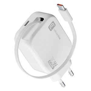 ACHROLLUSBCGAN30WW Cargador de Coche USB Tipo-C Retráctil de 30W GaN Blanco y Adaptadores - Product Image 1