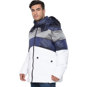 <b>Men's</b> High Quality New Fashion Winter Jacket Custom Solid Color Zip Puffer Bubble Jacket Canvas Fabric - Product Image 4