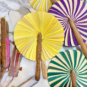 Abanico de hojas de palma, artesanía de Palma tejida a mano con mango de madera para decoración al aire libre, Vietnam 99 Gold Data - Ms Violet - Product Image 5