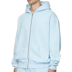 Sweats à capuche zippés personnalisés pour hommes grande taille Boxy Fit sweat à capuche à épaules tombantes avec fermeture éclair épais surdimensionné sweats à capuche zippés unisexe - Product Image 2