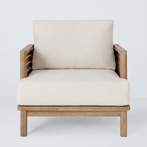 Jardín al aire libre Patio Villa Muebles para el hogar Silla de salón Teca natural de madera Equipada con cojín Diseño minimalista-Kapa - Product Image 2