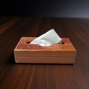 Elegant <b>Dark</b> Finish <b>Wooden</b> Tissue Box For Bathroom <b>Shelves</b> That Enhances Sophisticated Appearance Of Home Decor - Product Image 4