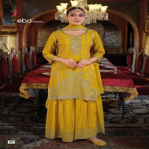 Vêtements de mariage Chinon avec broderie Salwar Costume Fabricant et fournisseur de Surat au taux le plus bas - Product Image 1